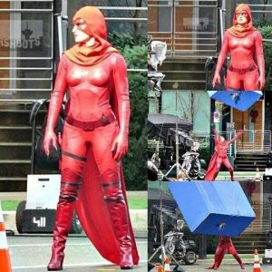 Crimson Fox on the set of "Powerless"